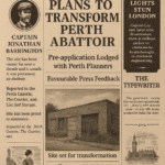 Vintage newspaper front page with headline “Plans to Transform Perth Abattoir,” covering proposals for Scotland’s first modular self storage Perth facility.