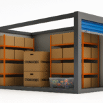 X-ray view of a Strongholds X7 self-storage unit in Perth with furniture, boxes, and racking neatly organised