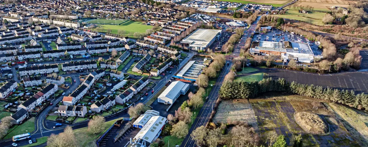 Aerial view of self storage in Perth Scotland on Strathtay Road