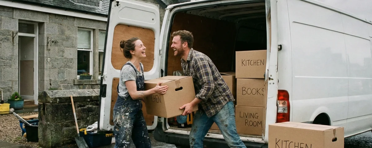 Self storage in Perth during home renovation, household items being loaded into a van for temporary storage while building work is underway