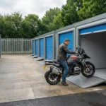 Motorbike storage in Perth showing a secure Strongholds drive-up storage unit with ground-level access